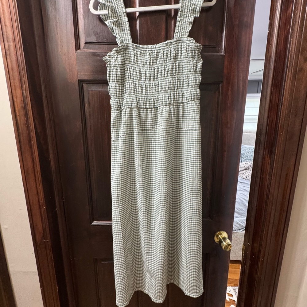 Old Navy Green Gingham Maxi Dress